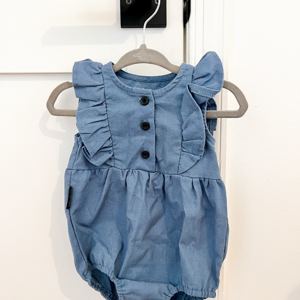 Tiny Tribe Blue Ruffled Baby Romper